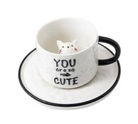 JECOMPRIS 1 juego Taza de Café de Cerámica con Diseño de Animales Capacidad para Oficina y Hogar Taza Animada de Cartón con Asa para y Café