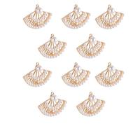 JECOMPRIS 10 Piezas Colgantes de Collar DIY Diseño Clásico de Abanico y Perlas en Aleación para Accesorios de Joyería y Decoración, Ideales para Celebracion Verano y Manualidades