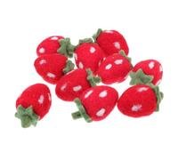 JECOMPRIS 10 Piezas de Fieltro de Lana en Forma de Fresa Roja, Decoración Artesanal para Manualidades Diy, Adornos para Diademas, Accesorios Hechos a Mano, Adecuado para Proyectos Creativos