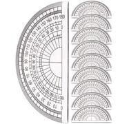 JECOMPRIS 10 Transportadores de Matemáticas de Plástico Transparente, Herramienta Ligera para Medir Ángulos Escuela y Dibujo, Adecuado para Estudiantes y Profesores