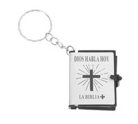 JECOMPRIS 12 Llaveros Miniatura Biblia Real Plateados, Llavero Religioso Pequeño para Recuerdos de Iglesia, Adornos para Mochila y Obsequio de Comunión, Accesorio Versátil para Eventos