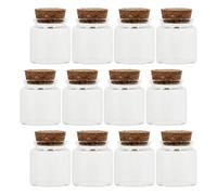 JECOMPRIS 12 Piezas Botellas Pequeñas de Vidrio de 50ml con Tapón de Corcho para Suministro de Dulces y Decoración en Manualidades de Arena con Fácil Observación