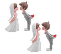 JECOMPRIS 2 Pares de Figuras Novios para Tarta de Boda en Pvc, Decoración Elegante y Resistente para Fiestas y Bodas en Interiores
