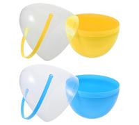 JECOMPRIS 2 Piezas Huevos de Pascua de Plástico Transparente con Apertura Grande y Asa Fácil de Llevar para Fiestas y Búsquedas Festivas de Pascua