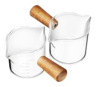 JECOMPRIS 2 Piezas Tazas Espresso de Vidrio con Asa, 100ml, Escala hasta 75ml, para Servir Café, Vaso de Café con Leche, Buffet y Restaurante