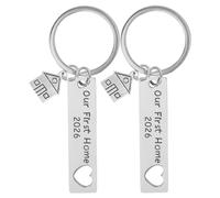 JECOMPRIS 2piezas Llavero Hueco Forma de Corazón para Casa Nueva Llavero de Acero Inoxidable Personalizado Obsequio de Inauguración Casa