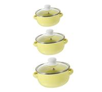 JECOMPRIS 3 Piezas Cacerola de Esmalte para Cocina Juego de Ollas con Doble Asa Olla de Sopa de Plano para Noodles Leche y Salsa para Cocinas de Inducción y Gas