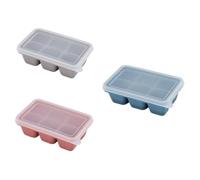 JECOMPRIS 3 piezas Cubitera Silicona Rectangular con Tapa para Hacer Hielo Multigrid Molde Reutilizable para Congelador Casa Resistente y Fácil de Desmoldar Colores Gris Rosa y Azul