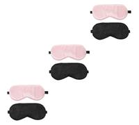 JECOMPRIS 3 Series Máscara De De Seda Sintética Ojos Para Dormir Para Y Uso Diario Color Rosa Y Negro 2 Piezas X 3