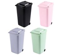 JECOMPRIS 4 piezas Botes de Basura para Escritorio Mini con Tapa Contenedores de Plástico para Almacenamiento Doméstico para Baño Oficina y Dormitorio Colores Aleatorios Color Aleatorio