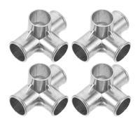 JECOMPRIS 4 Piezas Conectores Metálicos para Armario de 19mm | Cruce para Tubo Redondo de 19mm, Plata, Ajuste Preciso sin Herramientas, Estanterías