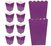 JECOMPRIS 50 Cajas para Palomitas de Maíz de Papel Plegables Resistentes Grasa Color Morado Cubos de Bocadillos para Fiestas y Contenedores de Refrigerios Adecuado para Bodas y Eventos
