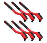 JECOMPRIS 6 Piezas Cepillo para Limpieza de Caparazón de Tortuga Diseño de Doble Cara, Nylon Suave y Mango de PU Rojo, Accesorio Adecuado para Tanques de Tortugas