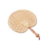 JECOMPRIS Abanico Redondo de Hoja de Totora Tejido Manual, Ventilador Portátil de Mano sin Rebabas, Accesorio Elegante para Verano y Fiestas