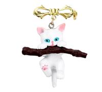 JECOMPRIS Adorno Decorativo de Gato 3d Forma de Rama, Accesorio Creativo y Resistente para Bufandas y Bolsos, Hecho de Aleación y Resina, Diseño Delicado y Hermoso