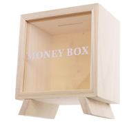 JECOMPRIS Alcancía de Madera para Ahorrar Dinero Diseño Transparente, Caja de Ahorros Funcional para Desarrollar Hábito de Ahorro, Obsequio Adecuado para Cumpleaños y Festivales