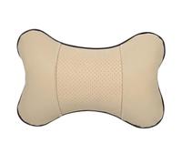 JECOMPRIS Almohada Cuello de Coche Forma de Hueso, Cojín para Reposacabezas de Automóvil Beige, Relleno de Algodón y Cuero Artificial, Soporte Ergonómico para Adultos, Adecuado para Viajes