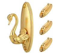 JECOMPRIS Alzapaños para Cortinas con Forma de Cisne en aleación de Zinc Dorado, 4 Ganchos Decorativos con Resistencia al Desgaste para Almacenamiento en Pared y Uso en dormitorios