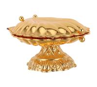 JECOMPRIS Bol Dorado con Pedestal Pequeño de Aleación de Zinc con Forma de Concha Marina Bandeja Decorativa para Frutas y Aperitivos Frutero Elegante para Mesa y Centro de Comedor