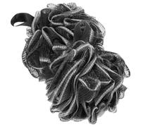JECOMPRIS Bola de Baño Exfoliante Grande 2 Piezas Negra de Fibra de Bambú Carbón Activado, Esponja de Ducha de Malla para Limpieza Corporal y Cuidado Piel, Accesorios de Baño para Adultos