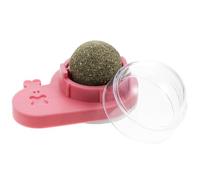 JECOMPRIS Bola de Hierba Gatera Adhesiva Giratoria para Gatos, Snack Comestible y Masticable para Gatos de Interior, Juguete Interactivo Rosa para Limpieza Dental y Diversión Saludable