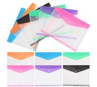 JECOMPRIS Bolsas para Archivar Documentos A4 11 Bolsillos Perforados, Material Pp Transparente Resistente al Agua, Botón a Presión, 12 Unidades Multicolor para Oficina y Color Aleatorio