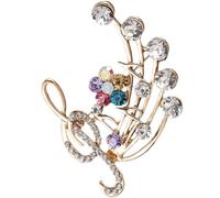 JECOMPRIS Broche de Solapa Nota Musical en Color Champán, Pin de Solapa Decorativo Gemas de Imitación, Accesorio para Suéter y Ropa de Mujer, Broche Divertido para Moda y Outfits Elegantes