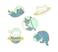 JECOMPRIS Broches de Aleación de Dibujos Animados 5 Piezas Motivos Espaciales de Gato y Planeta, Accesorios para Ropa Mujer Originales, Insignias Coloridas y Creativas para Varios estilos
