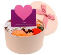 JECOMPRIS Caja de Flores de Jabón Decorativas para Obsequio Día Madre Peonía Naranja sin Mantenimiento Aroma Agradable Caja Redonda Pequeña para Decoración Interior y Baño Accesorios