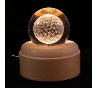 JECOMPRIS Caja de Música Bola de Cristal Pequeña y Base de Madera, Luz Nocturna LED Decorativa para Escritorio, Proyección Creativa y Melodía Suave para Ambiente Acogedor