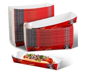 JECOMPRIS Caja Para Perritos Calientes 100 Unidades Contenedores Desechables De Papel Para Hot Dogs Soportes Compactos Para Eventos Y Fiestas 7.08X1.96X1.18In