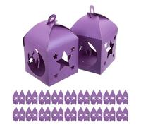 JECOMPRIS Cajas de Obsequio para Fiestas Ramadán Diseño Hueco de Estrella y Luna, 25 Unidades en Color Morado Oscuro, Cajas Portátiles para Dulces y Decoración Festiva Eid Mubarak