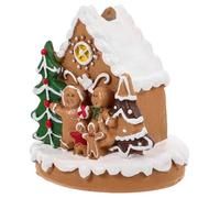 JECOMPRIS Casita Navideña de Resina Luminosa Mini para Decoración Navideña de Mesa Centro de Mesa Navideño Figura de Jengibre Adorno de Casa de Pueblo de Pan de Jengibre para Hogar