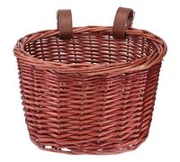 JECOMPRIS Cesta Marrón Retro de Mimbre Tejida para Bicicleta Infantil | Mimbre, Gran Espacio y Fijación Sencilla, Uso Exterior y Decoración para Bicicletas, Estilo Retro