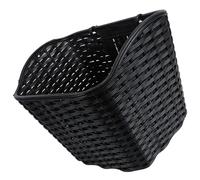 JECOMPRIS Cesta para Manillar Delantero de Bicicleta Eléctrica Cesta Tejida Negra de Plástico Imitación Ratán con Tapa Accesorios para Ciclismo Recreativo al Aire Libre