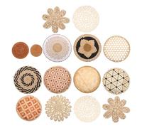 JECOMPRIS Cestas de Pared Bohemias de Ratán Hechas a Mano 15 Piezas Variadas Decoración Rústica Colgante para Sala Dormitorio y Navidad Arte Mural Tejido Formas Planas y Redondas