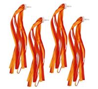 JECOMPRIS Cintas para Manillar de Bicicleta y Patinete Infantiles, 2 Pares de Serpentinas Borlas de Poliéster, 25 Cm, Colores Rojo y Naranja, Decoración Divertida y Segura para Triciclos