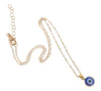 JECOMPRIS Collar Colgante de Ojo Malvado Azul Turco Borde Dorado, Gargantilla de Protección Ajustable para Mujer, Amuleto contra Mala Suerte y Energía Negativa