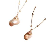 JECOMPRIS Collar de 2 Piezas Colgantes de Concha de Nácar, Bisutería Femenina para Uso Diario y Regalos Pequeños