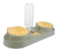 JECOMPRIS Comedero Automático Doble para Perros y Gatos, Dispensador de Agua Integrado, Cuencos de Plástico Verde Resistentes al Desgaste, Alimentación Práctica para Estilo Varios Estilos