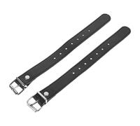 JECOMPRIS Correas para Cesta de Bicicleta Infantil Ajustables de Cuero Negro, 1 Par, Correas Metálicas Desmontables para Cesta Delantera, Accesorio Compacto para Manillar, Adecuado