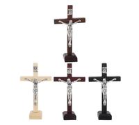 JECOMPRIS Cruz de Madera para Mesa y Pared 4 Piezas Soporte Crucifijo Católico de Pie Decoración Religiosa para Hogar y Sala de Oración Colores Oscuro y