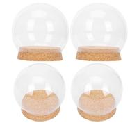 JECOMPRIS Cubierta Decorativa de Vidrio Transparente Tapa de Corcho 4 Piezas, Diámetro 10 Cm, para Exhibición de Flores Preservadas y Muñecas, Adecuado Decoración del Hogar y Eventos