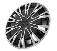 Jecompris Cubierta Decorativa para Ruedas De 14 Pulgadas Tapacubos Universal De Acero Plateado Y Negro FáCil InstalacióN ProteccióN contra Polvo Y Agua Accesorios para Coches