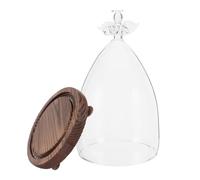 JECOMPRIS Cúpula de Vidrio Transparente para Exhibición de Flores Preservadas, Campana Decorativa Grande con Base de Madera Rústica, Cubierta Antipolvo para Decoración del Hogar y Regalos