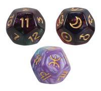 JECOMPRIS Dados Astrológicos de 12 Caras en Dos Colores, 3 Unidades Signos del Zodíaco y Planetas, Accesorio para Juegos de Mesa, Tarot y Adivinación, Dados de Números Astrológicos