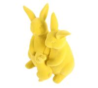 JECOMPRIS Decoración de Pascua Figuras Familiares de Conejos Flocados Amarillos, Estatuas de Resina para Centro de Mesa, Decoración Interior y Jardín, Set de 3 Piezas