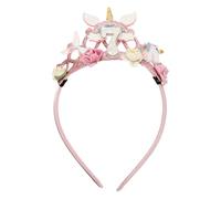 JECOMPRIS Diadema de Unicornio Arcoíris para Fiesta de Cumpleaños, Adorno de Tela y Hierro, Brillo Purpurina, Tocado para Séptimo Cumpleaños, Accesorios Cabello Mujeres