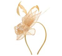 JECOMPRIS Diadema Fascinator de Tocado Sombrero Pastillero de Malla Dorada, Pinza Cabello Mujer y Niña, Accesorio para Fiesta de Té, Cóctel, Halloween y Navidad