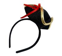 JECOMPRIS Diadema Pirata para Mujer Sombrero Pequeño Tejido Elástico Ajustable Detalle de Lazo Dorado Accesorio para Cosplay Carnavales y Fiestas Temáticas de Disfraces